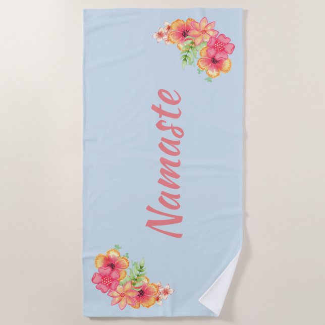 Serviette de yoga aux fleurs tropicales (Devant)
