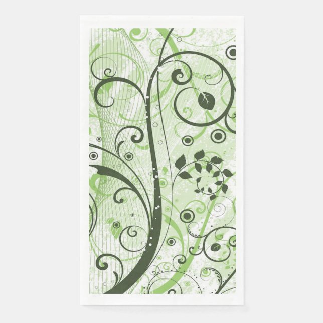 Serviette d'hôte en papier à perles vert (Devant)
