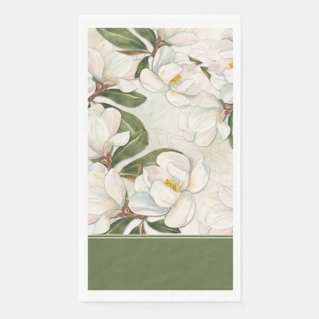 Serviette d'hôte en papier floral Magnolia (Devant)