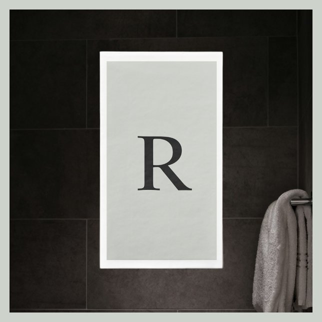 Serviette d'hôte en papier monogramme gris et noir (Créateur téléchargé)