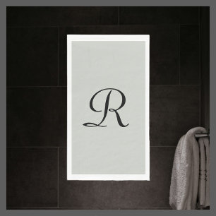 Serviette d'hôte en papier monogramme gris et noir