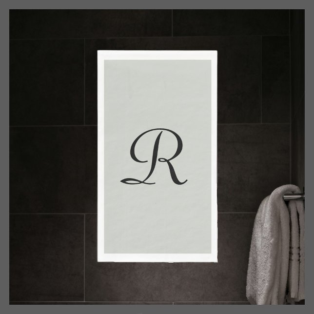 Serviette d'hôte en papier monogramme gris et noir (Créateur téléchargé)