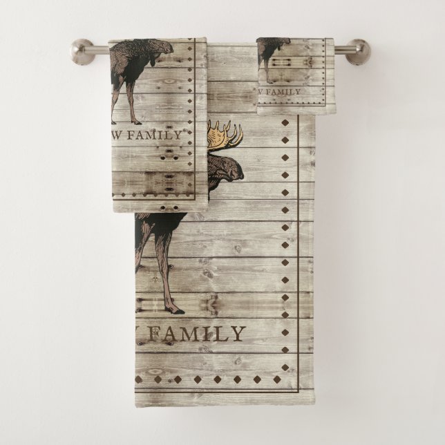 Serviette d'orignal en bois rustique (En situation)