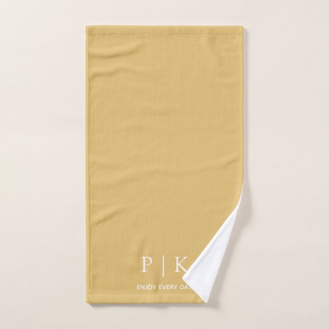 Serviette douce jaune personnalisée avec monogramm (Serviette à main)