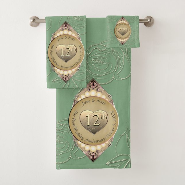 Serviette du 12e et 30e anniversaire de la perle (En situation)