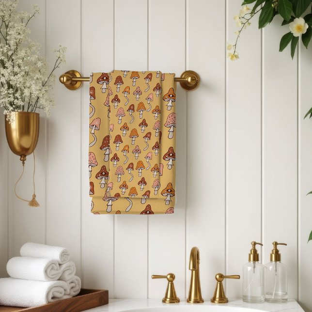 Serviette Éclectique Rétro Tons Chauds & Teintes D (Eclectic Retro Towel Warm Tones & Soft Hues)