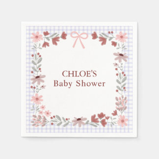 Serviette En Papier 005 Iris Lavande Fleur Sauvage Ruban Gingham Fête