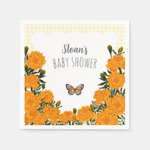 Serviette En Papier 015 Citron Marigold Monarch Gingham Baby Shower