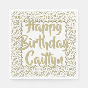 Serviette En Papier 05 Numéro d'anniversaire Motif pétoncles or/blanc