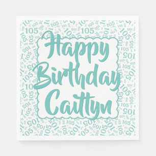 Serviette En Papier 05 Numéro d'anniversaire Motif pétoncles Turquoise