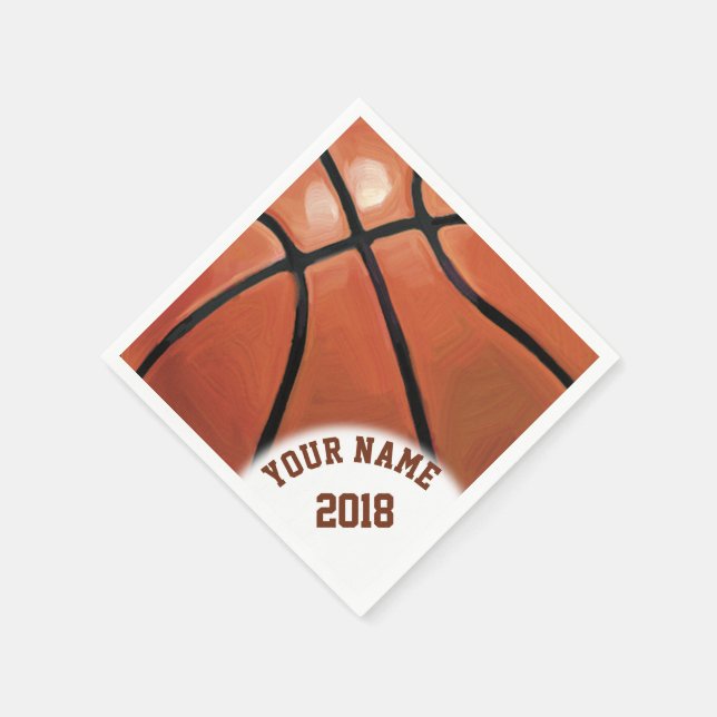 Serviette En Papier 06of12 Naples à thème de basket-ball noir et rouge (Coin)