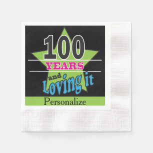 Serviette En Papier 100 ans et l'aimer anniversaire de   100th