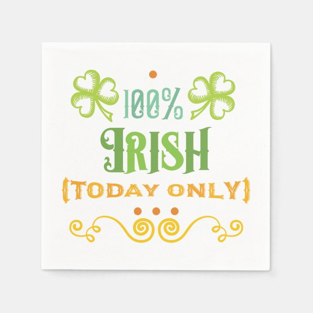 Serviette En Papier 100% Irish Today Word Art (Devant)