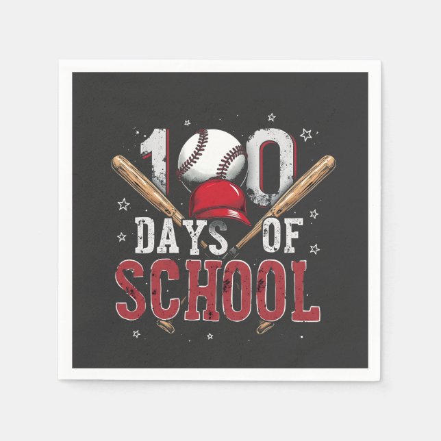 Serviette En Papier 100 Jours de baseball scolaire Amateurs de sport (Devant)