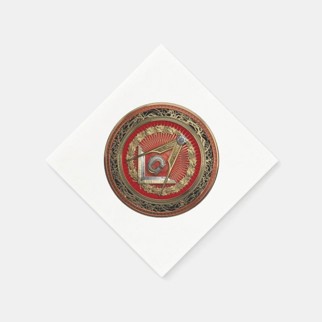 Serviette En Papier [100] Master Mason - Carré Or & Compass (Coin)