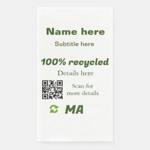 Serviette En Papier 100% recyclé ajouter Q R code ici nom d'entreprise