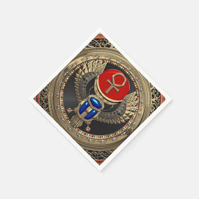 Serviette En Papier [100] Scarab en or sacré égyptien ailé avec Ankh (Coin)