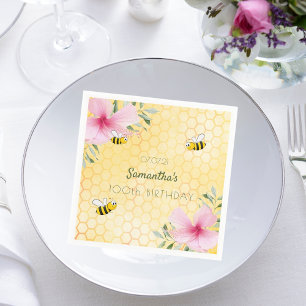 Serviette En Papier 100e Anniversaire abeilles à miel nid jaune floral