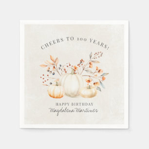 Serviette En Papier 100e anniversaire Citrouille blanc Leaves d'automn