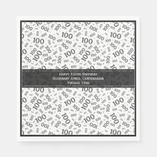 Serviette En Papier 100e anniversaire Cool numéro Motif noir/blanc