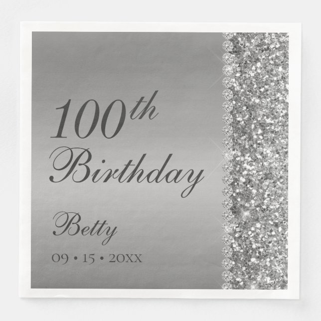 Serviette En Papier 100e Anniversaire Élégant (Devant)