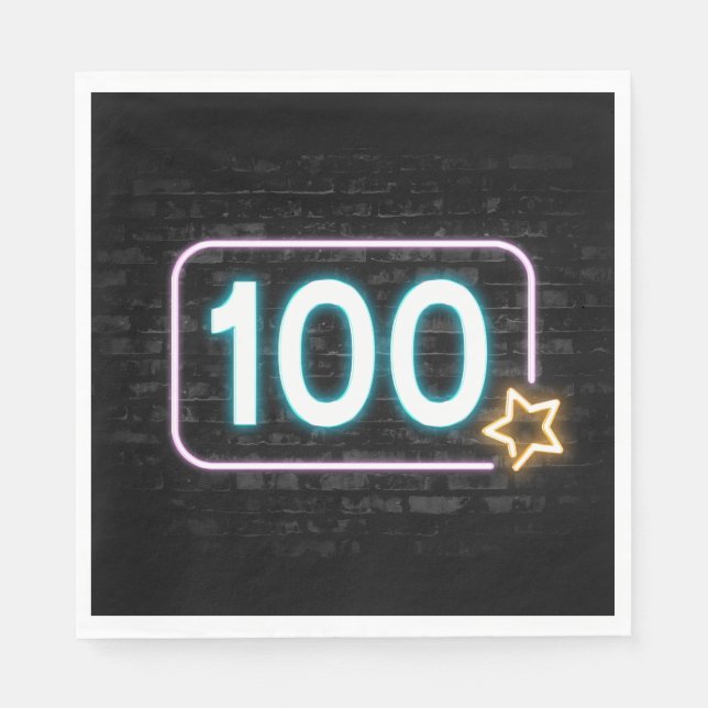 Serviette En Papier 100e anniversaire Neon Connexion Brick (Devant)