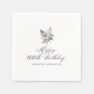 Serviette En Papier 100e anniversaire Purple Lilac Fleur de printemps