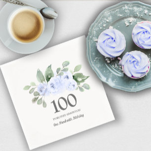 Serviette En Papier 100e anniversaire Rose bleu Eucalyptus
