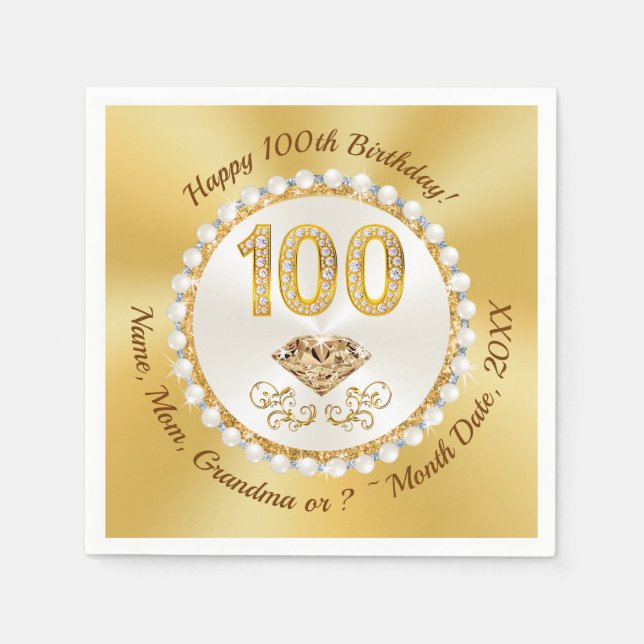 Serviette En Papier 100e anniversaire serviettes, 100e anniversaire se (Devant)