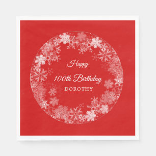 Serviette En Papier 100e Anniversaire Wonderland Snowflake Rouge