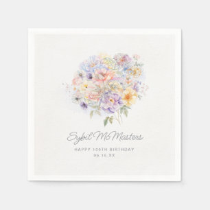 Serviette En Papier 100e fête d'anniversaire aquarelle Floral Custom
