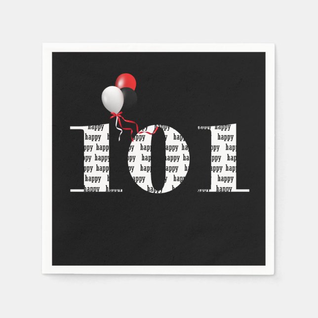 Serviette En Papier 101e anniversaire ballons de fête (Devant)