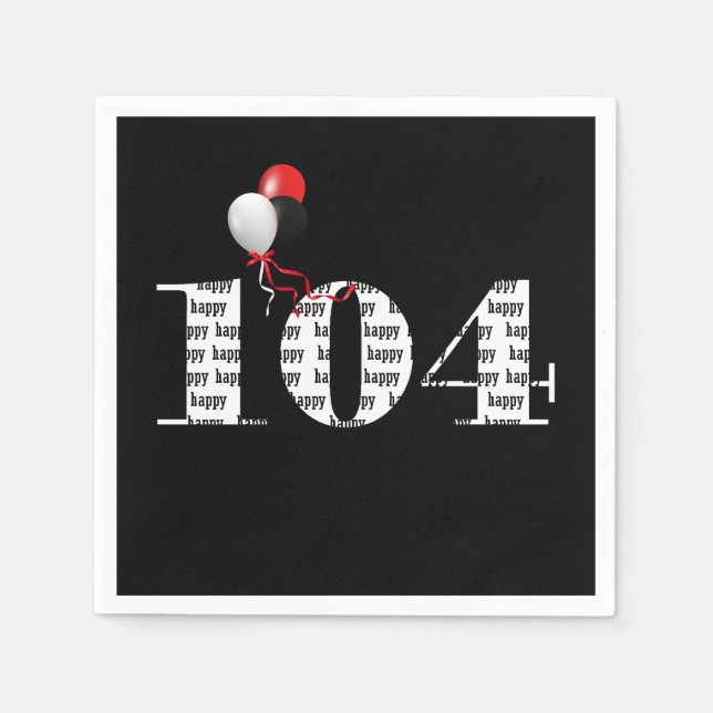 Serviette En Papier 104e anniversaire ballons de fête (Devant)