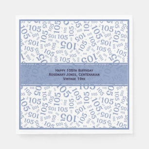 Serviette En Papier 105e anniversaire moderne Nombre Motif bleu/blanc