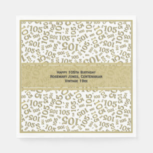Serviette En Papier 105e anniversaire moderne Numéro Motif or/blanc