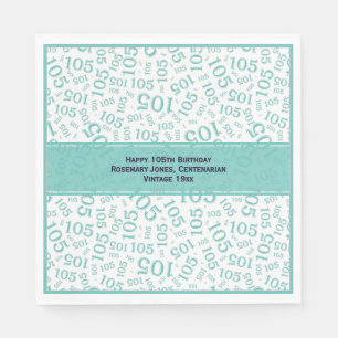 Serviette En Papier 105e anniversaire moderne Numéro Motif Turquoise/b