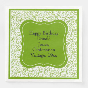 Serviette En Papier 105e anniversaire Motif du numéro de support vert/