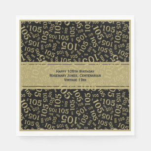 Serviette En Papier 105e anniversaire Motif moderne numéro retour/or