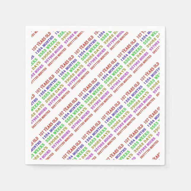 Serviette En Papier 107e anniversaire Jalons (Devant)
