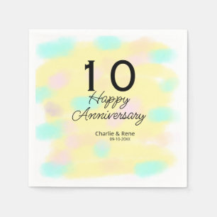 Serviette En Papier 10 ans anniversaire de mariage jaune pastel nom ré