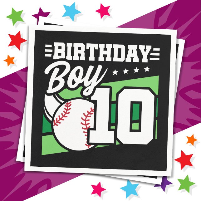 Serviette En Papier 10 ans de la fête de baseball thème 10e anniversai (Créateur téléchargé)