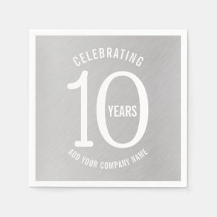 Serviette En Papier 10 ans de regard métallique de fête d'anniversai