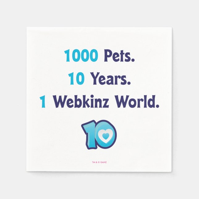 Serviette En Papier 10 ans de Webkinz Statistiques (Devant)