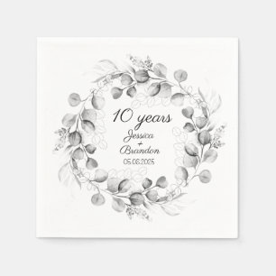 Serviette En Papier 10e anniversaire de Mariage d'Eucalyptus