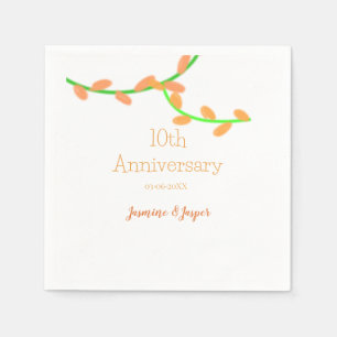 Serviette En Papier 10e anniversaire orange feuille de lavande nom cla
