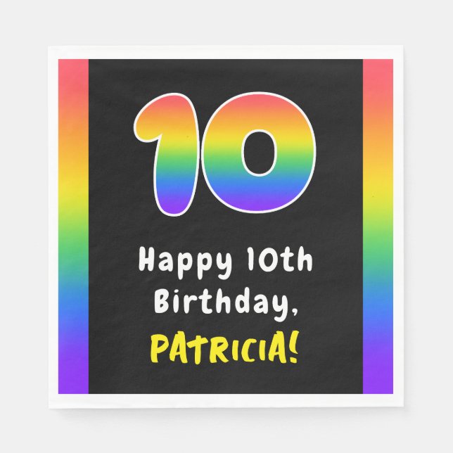 Serviette En Papier 10e anniversaire : Rainbow Spectrum # 10, Nom pers (Devant)