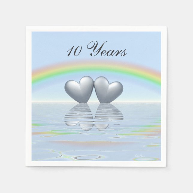 Serviette En Papier 10e anniversaire Tin Hearts (Devant)