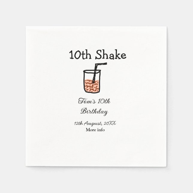 Serviette En Papier 10e Shake 10e anniversaire heureux milkshake scrib (Devant)