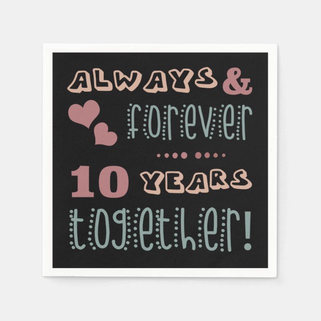 Serviette En Papier 10ème anniversaire de Mariage mignon (Devant)