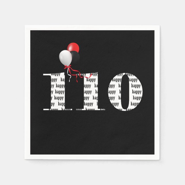 Serviette En Papier 110e anniversaire ballons de fête (Devant)